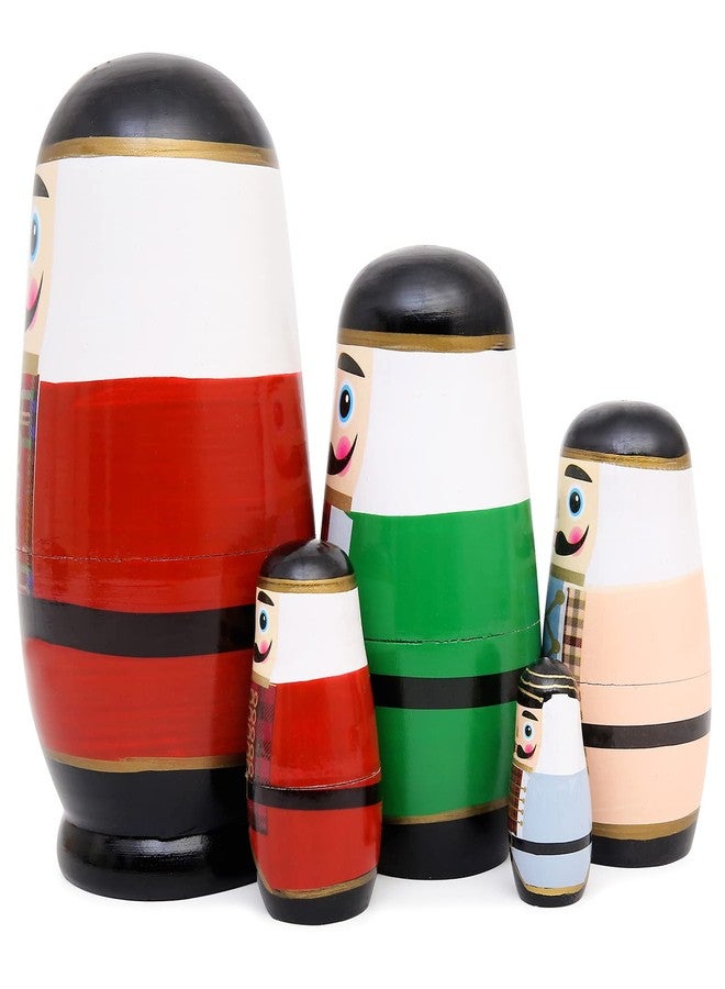 Moonmo 5pcs Beautiful Nutcracker Handmade Wooden Nesting Dolls Nesting Wishing Dolls Nutcracker Matryoshka Traditional - Image 3